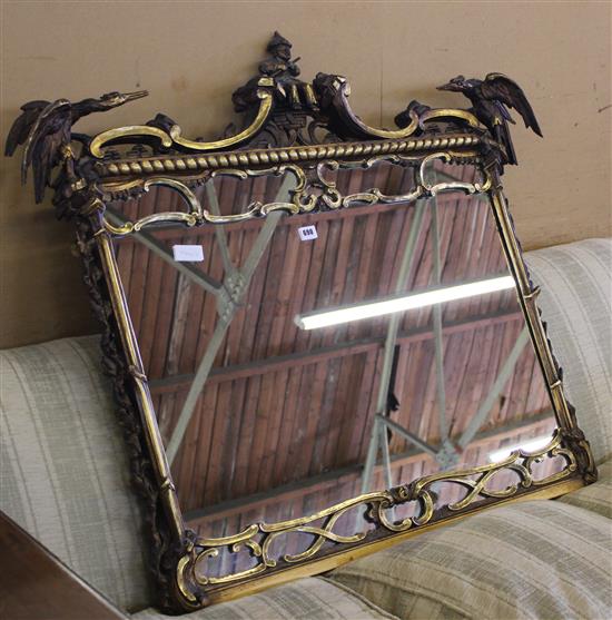 Gilt frame overmantel mirror with bird & figure decoration